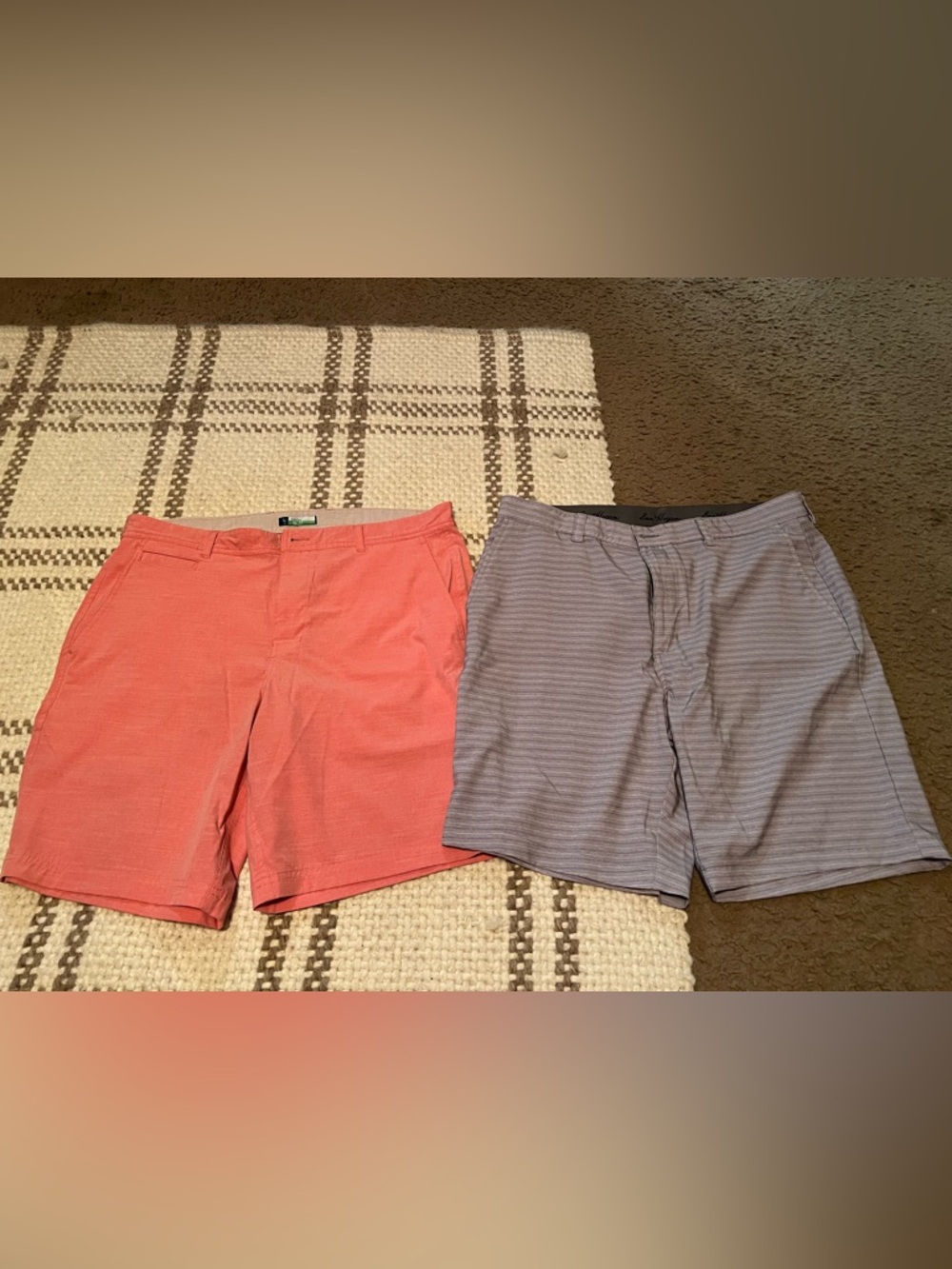 Tailorbyrd & Ben Hogan Lot 2 Golf Shorts  Coral & Grey Striped Men Sz 36